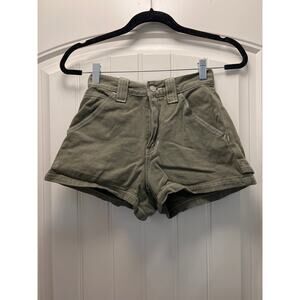 Pacsun Women’s High Waisted Relaxed Cotton Carpenter Denim Shorts Size 24 Green‎